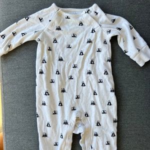 Janie and Jack panda long sleeve onesie snap closure 3-6 months